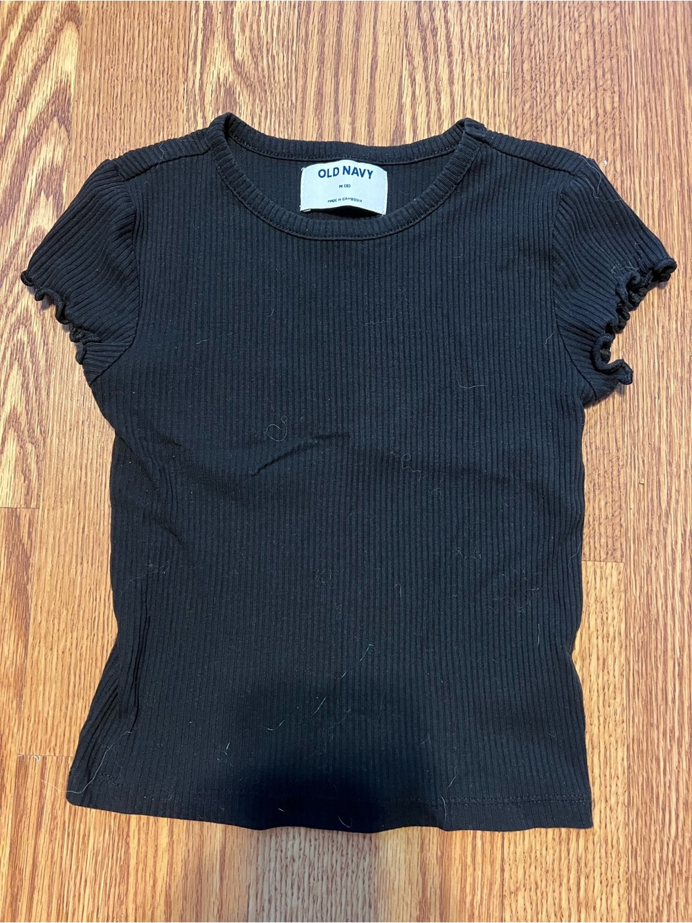 Old Navy Girl’s Black Ribbed Short-Sleeve Tee medium (8)